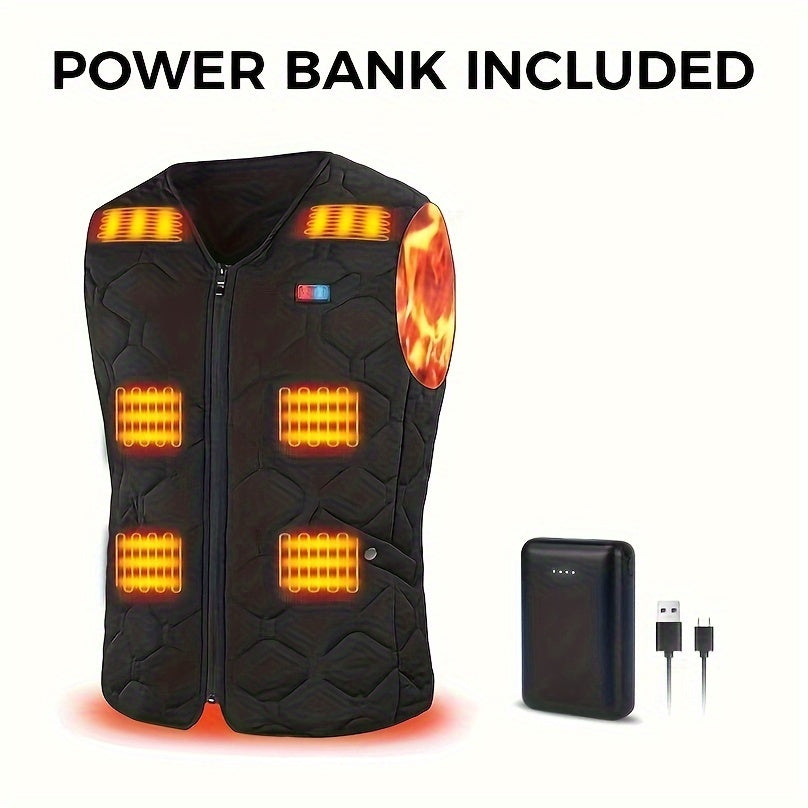 Lightweight Heated Vest with Battery Pack, Nylon Knit, Ideal for Winter Outdoor Hunting and Skiing - Black