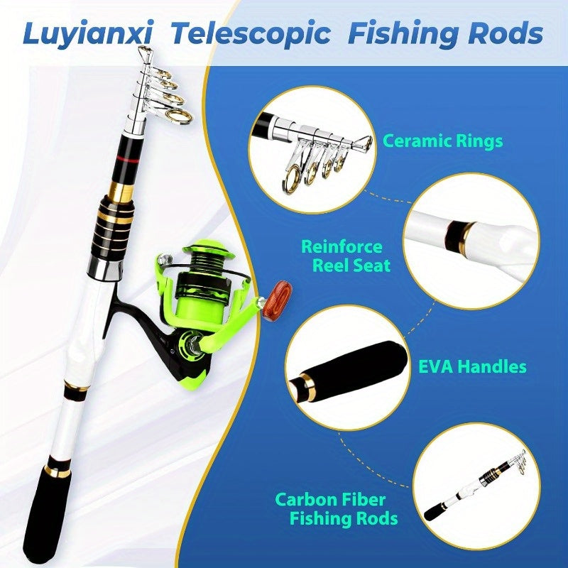 Telescopic Fishing Rod and Reel Combo Two Pack Travel Kit