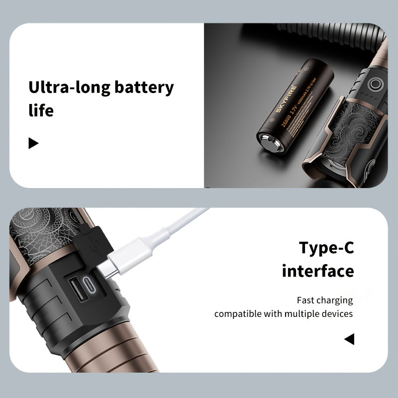 Skyfire LED High Brightness Flashlight Telescopic Zoom
