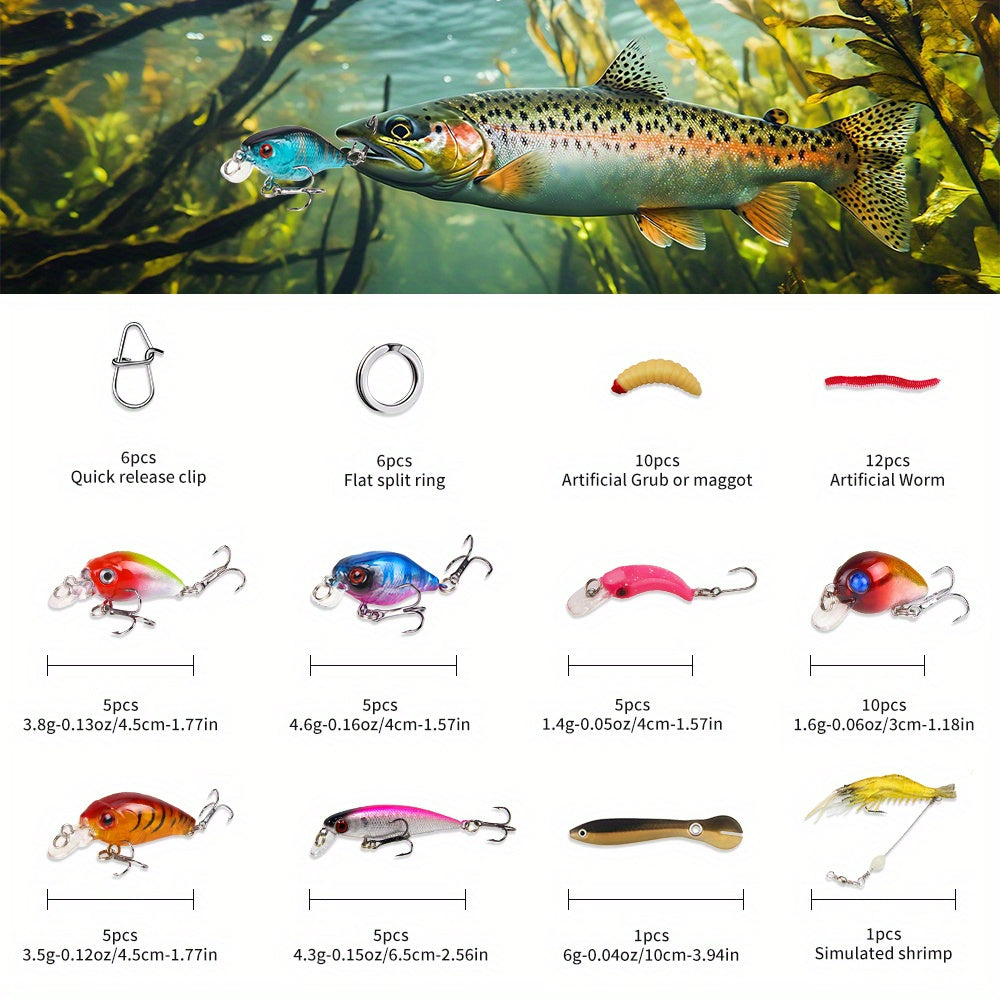 TSKS 140Pcs All Powerful Fishing Lure Kit With ABS Hard Baits And Soft Lures For Freshwater And Saltwater Tackle
