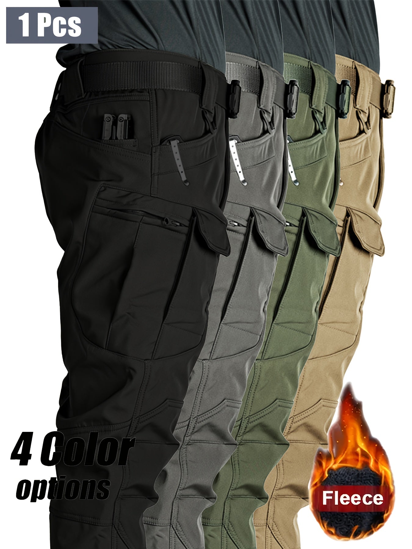 Men's Fleece Warm Tactical Cargo Pants Multi Pocket Windproof - Parry's Picks