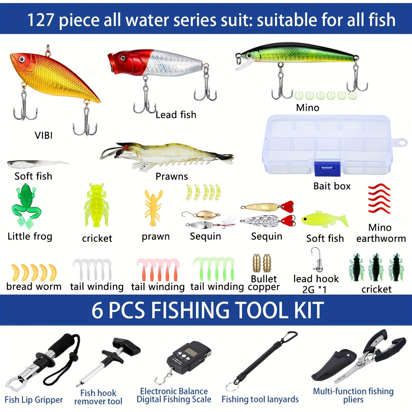 ZONON 482pc Fishing Kit Lures Hooks Sinkers Tackle Box