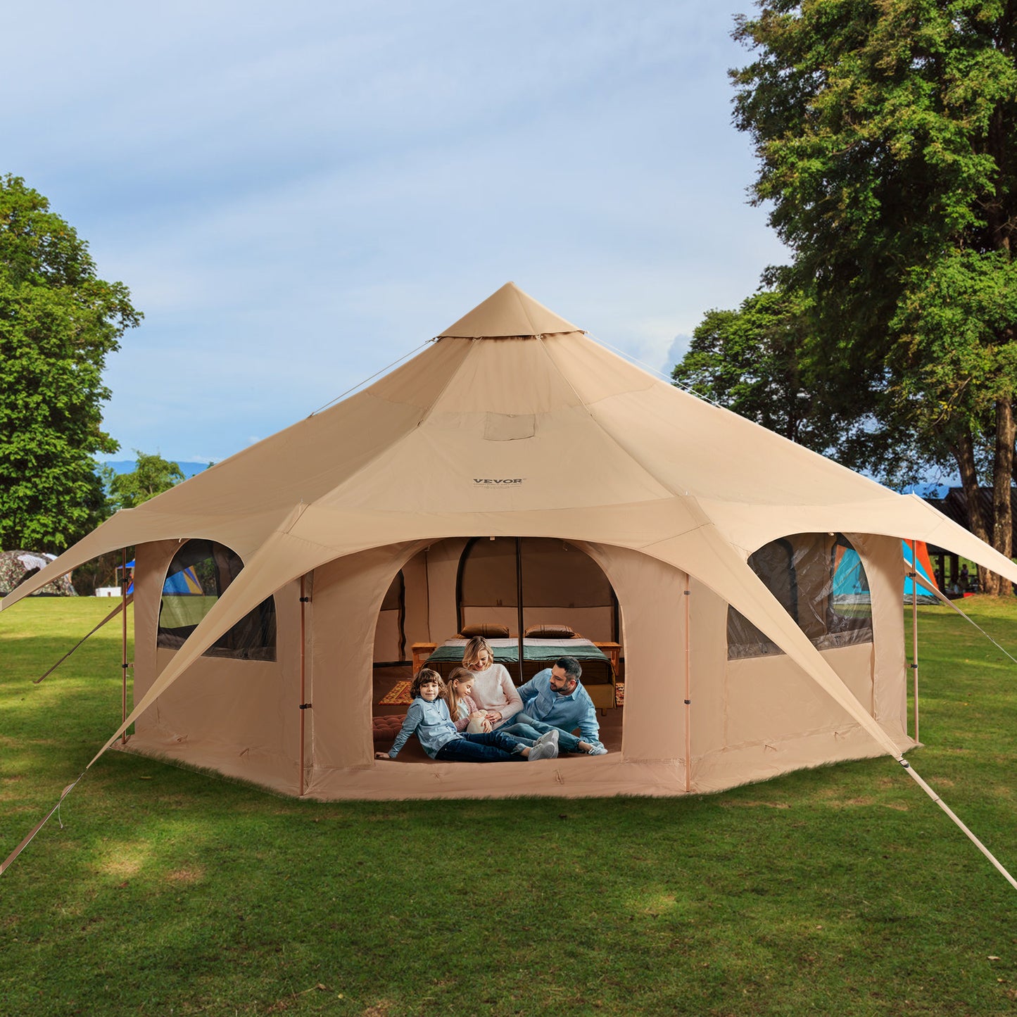 VEVOR Canvas Bell Tent For Camping Family Outdoor Events