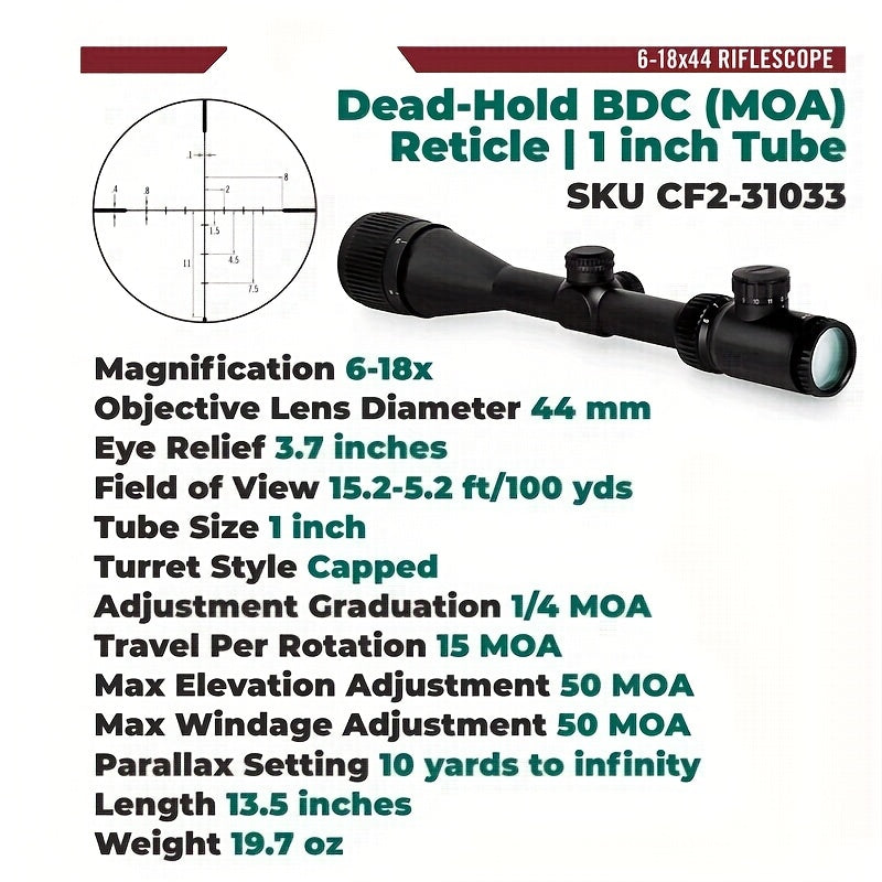 Cross Fire II 6-18x44mm AO Riflescope With BDC Reticle