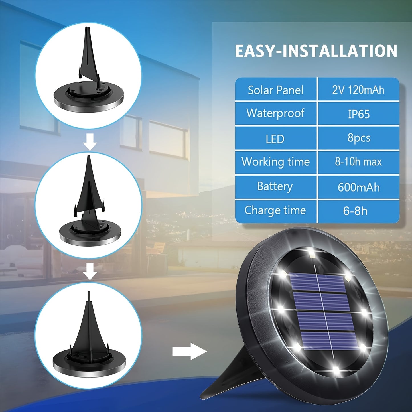 Solar Ground Lights Garden Pathway Outdoor Landscape Lights