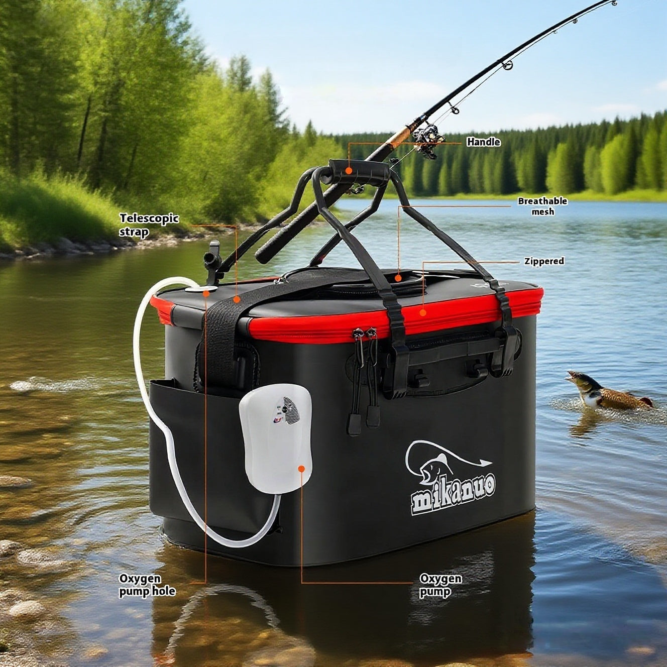 Foldable EVA Fishing Bucket Tackle Bag For Outdoor Gear