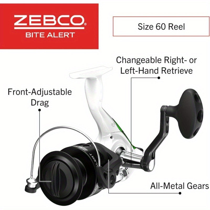 Bite Alert Spinning Reel And Two Piece Fishing Rod Combo