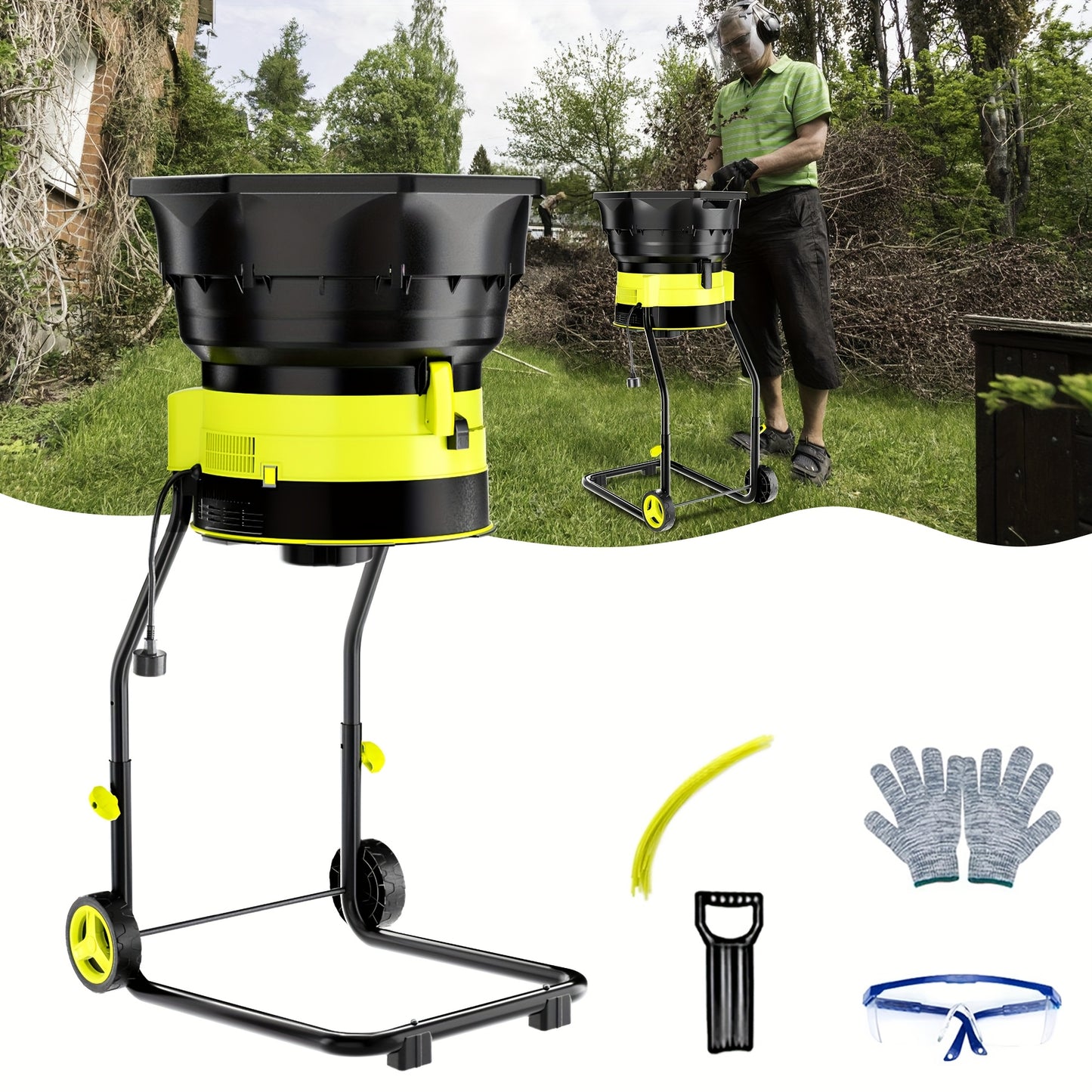 Wood Chipper Shredder Corded Electric 15 Amp Mulching