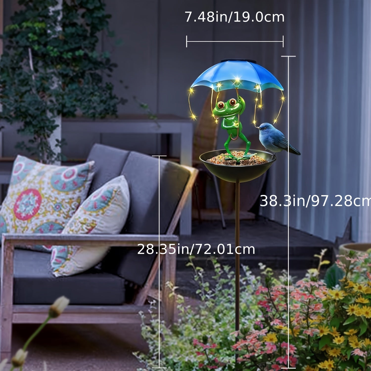 Frog Statue Solar Light and Hummingbird Feeder Garden Decor - Parry's Picks