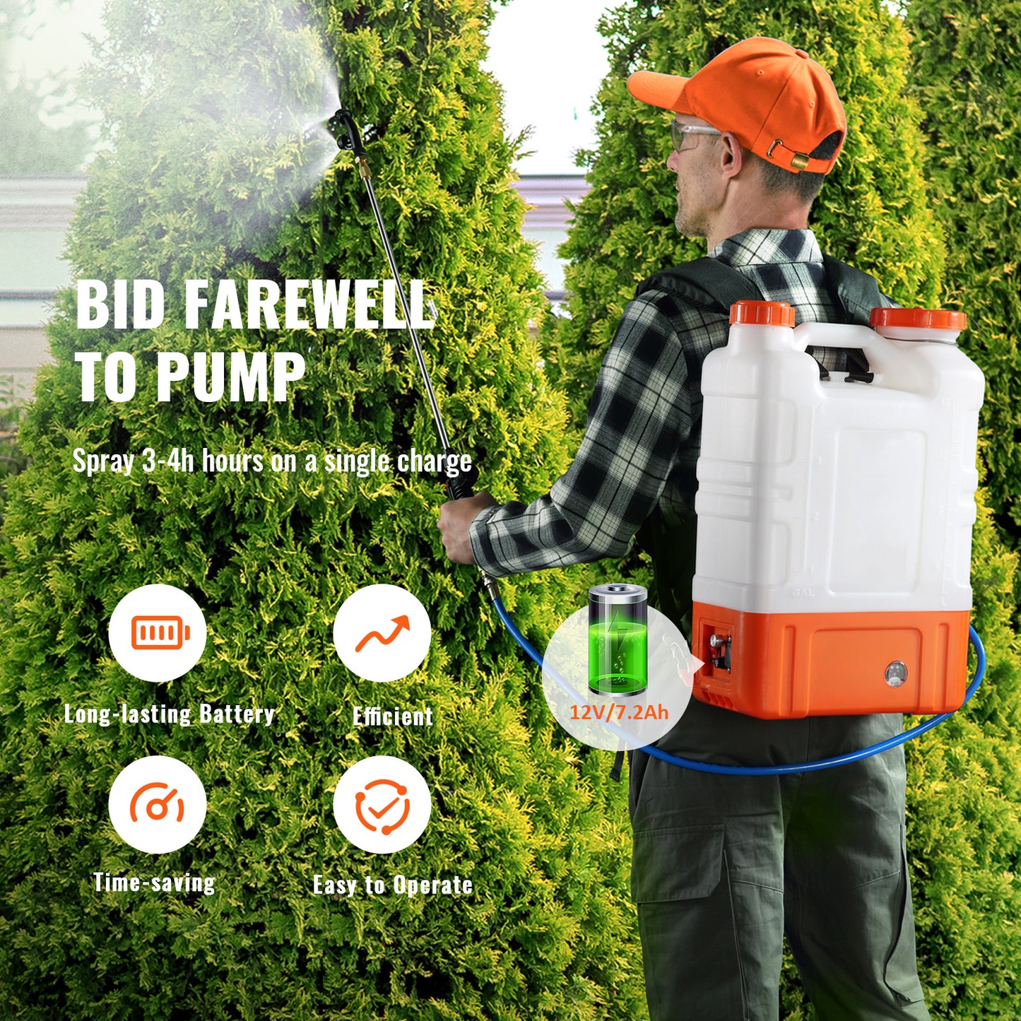 VEVOR Battery Powered Backpack Sprayer With Cart 4 Gallon