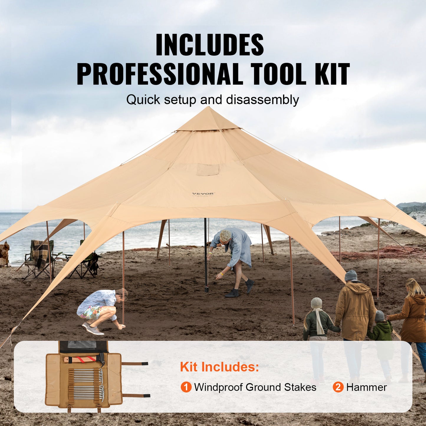VEVOR Canvas Bell Tent For Camping Family Outdoor Events