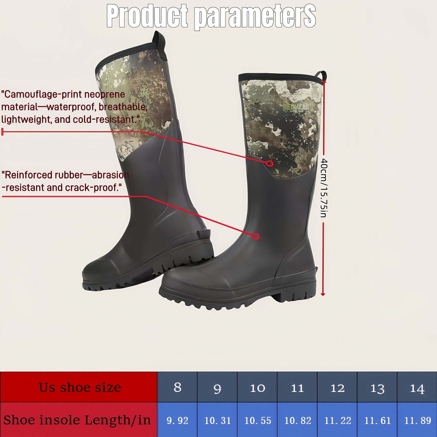 Upgraded Outdoor Insulated Camouflage Hunting Boots Comfort