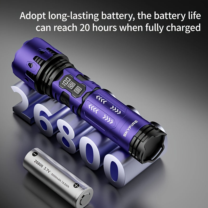 Skyfire High Brightness LED Flashlight With Zoom Floodlight