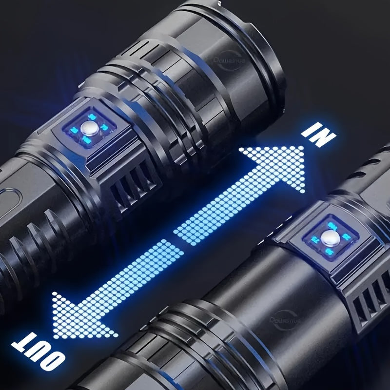 Ultra Bright USB Rechargeable Flashlight Adjustable Focus