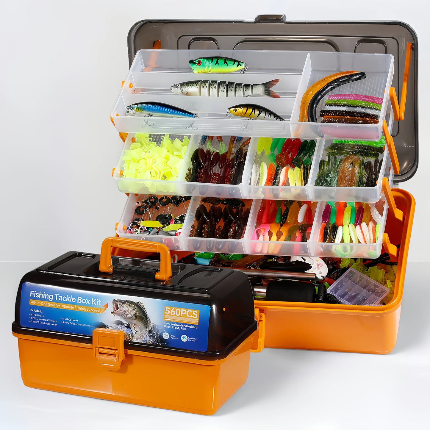 Fishing Tackle Box Set With 560 Accessories All Purpose Kit For Freshwater And Saltwater Anglers