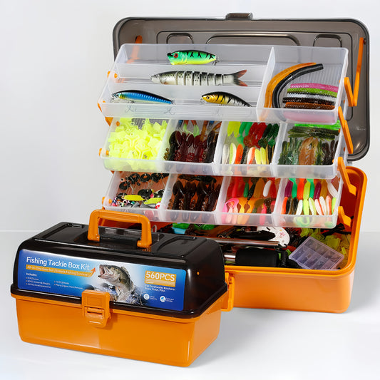 Fishing Tackle Box Set With 560 Accessories All Purpose Kit For Freshwater And Saltwater Anglers