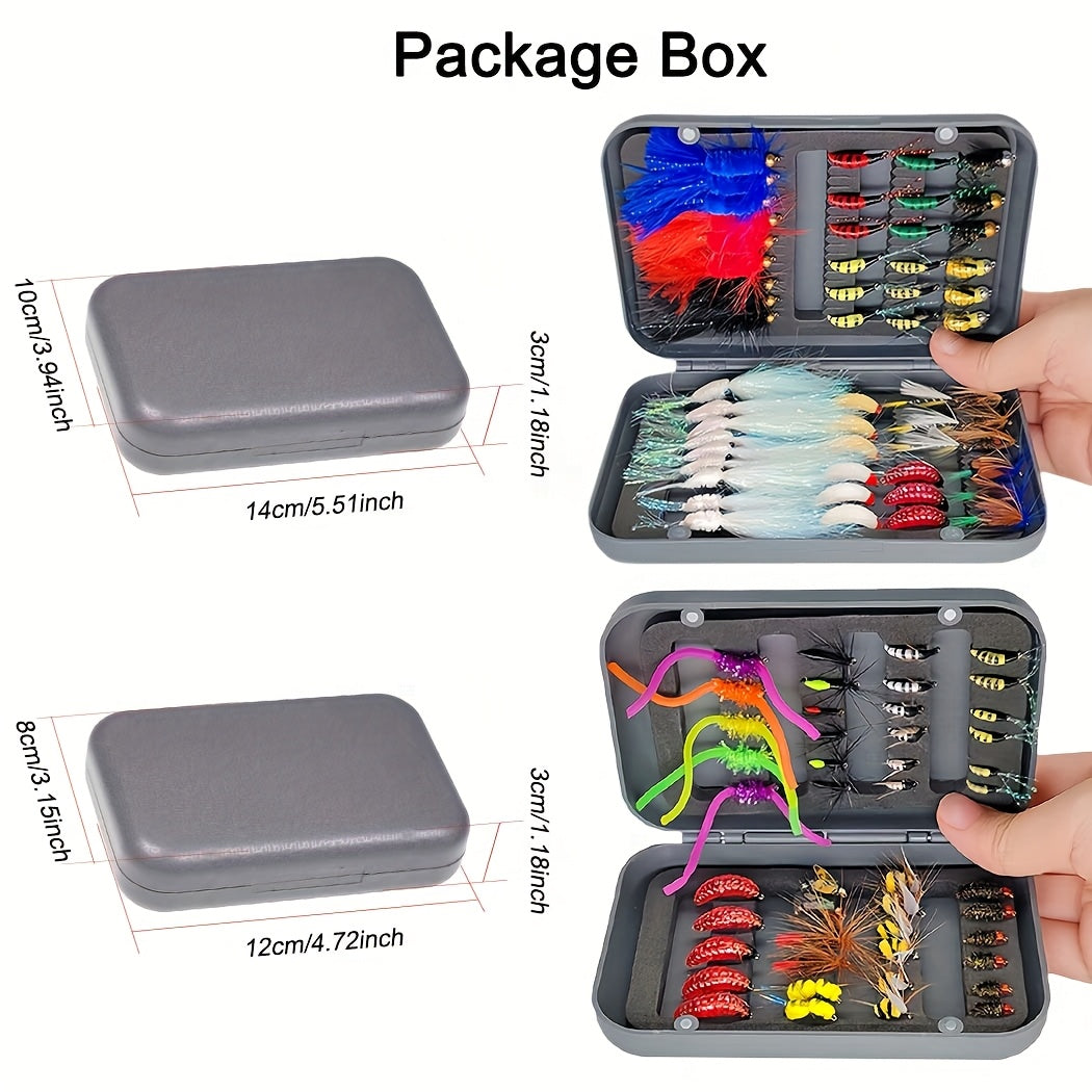 QIEVCRME Heavy Duty Fishing Fly Kit With Dry Wet Flies