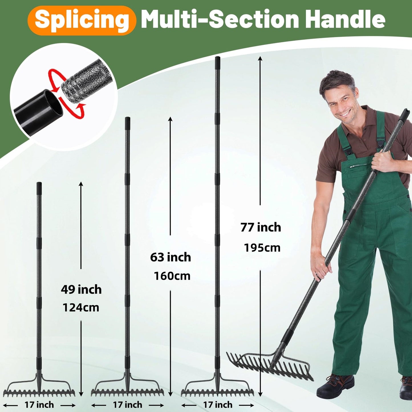 Heavy Duty Garden Rake with 17 Steel Tines for Easy Use - Parry's Picks