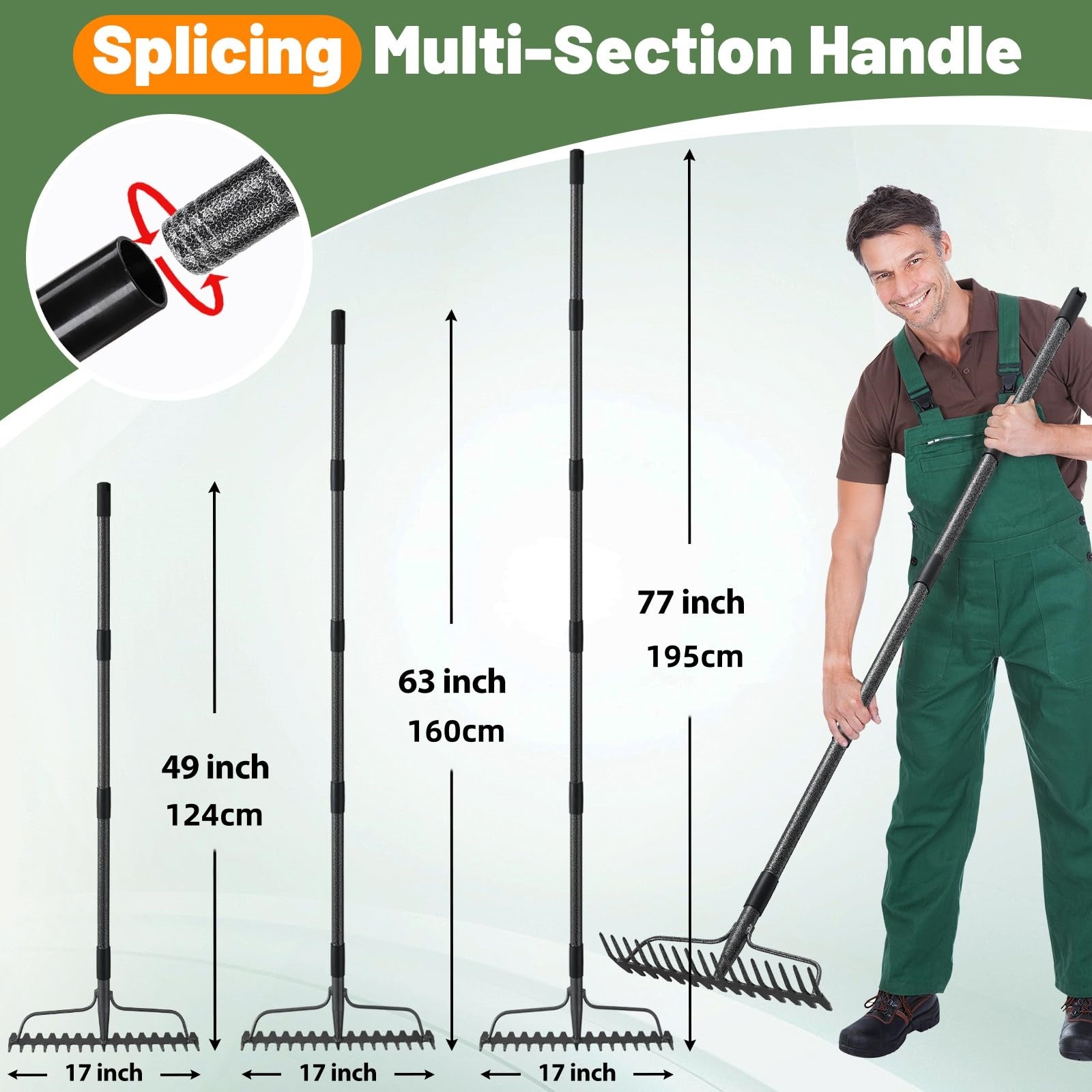 Heavy Duty Garden Rake with 17 Steel Tines for Easy Use - Parry's Picks