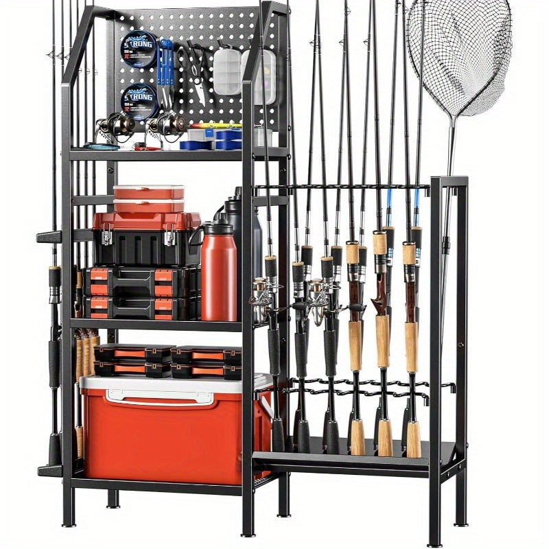 Heavy Duty Metal Fishing Rod Rack 18 Rod Organizer 3 Tier