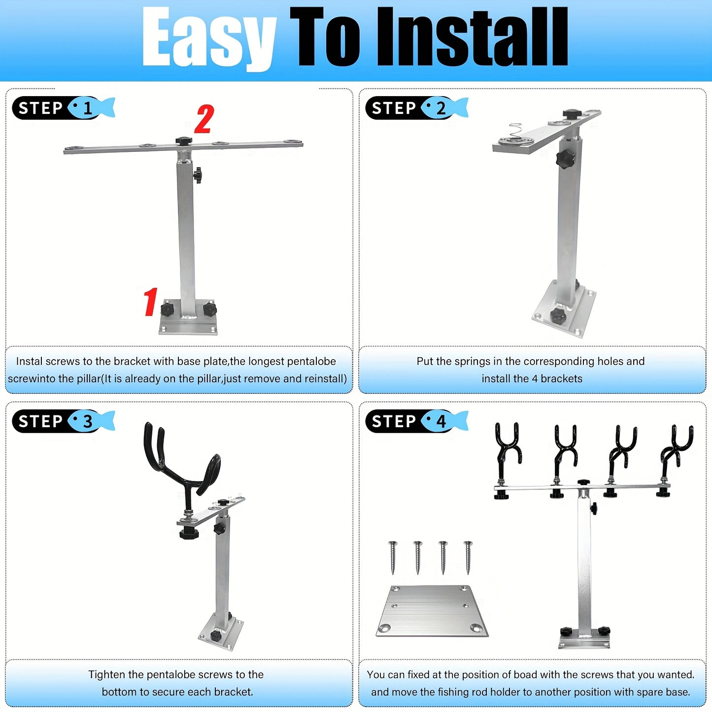 MBBTUL 360 Rotating Height Adjustable Fishing Rod Holder