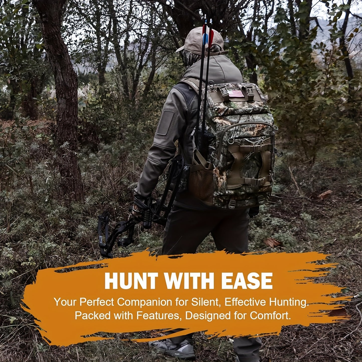 FunVZU Hunting Backpack Rain Cover Diamond Patch Flag