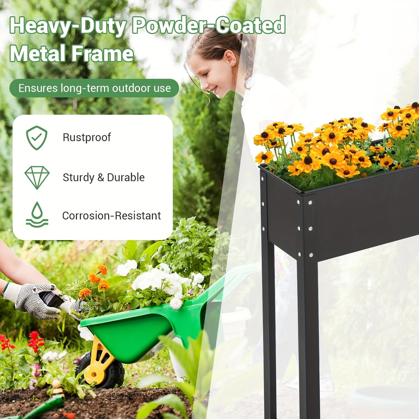 Elevated Metal Garden Bed for Backyard and Terrace