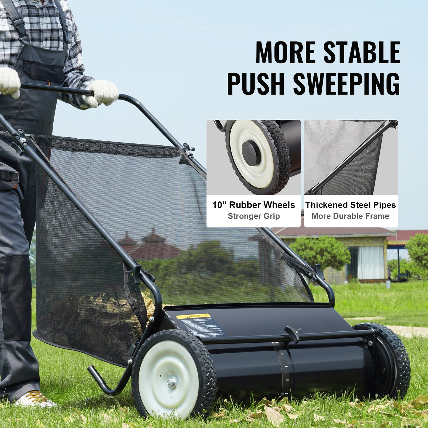 VEVOR Push Lawn Sweeper With Large Capacity Leaf Collector