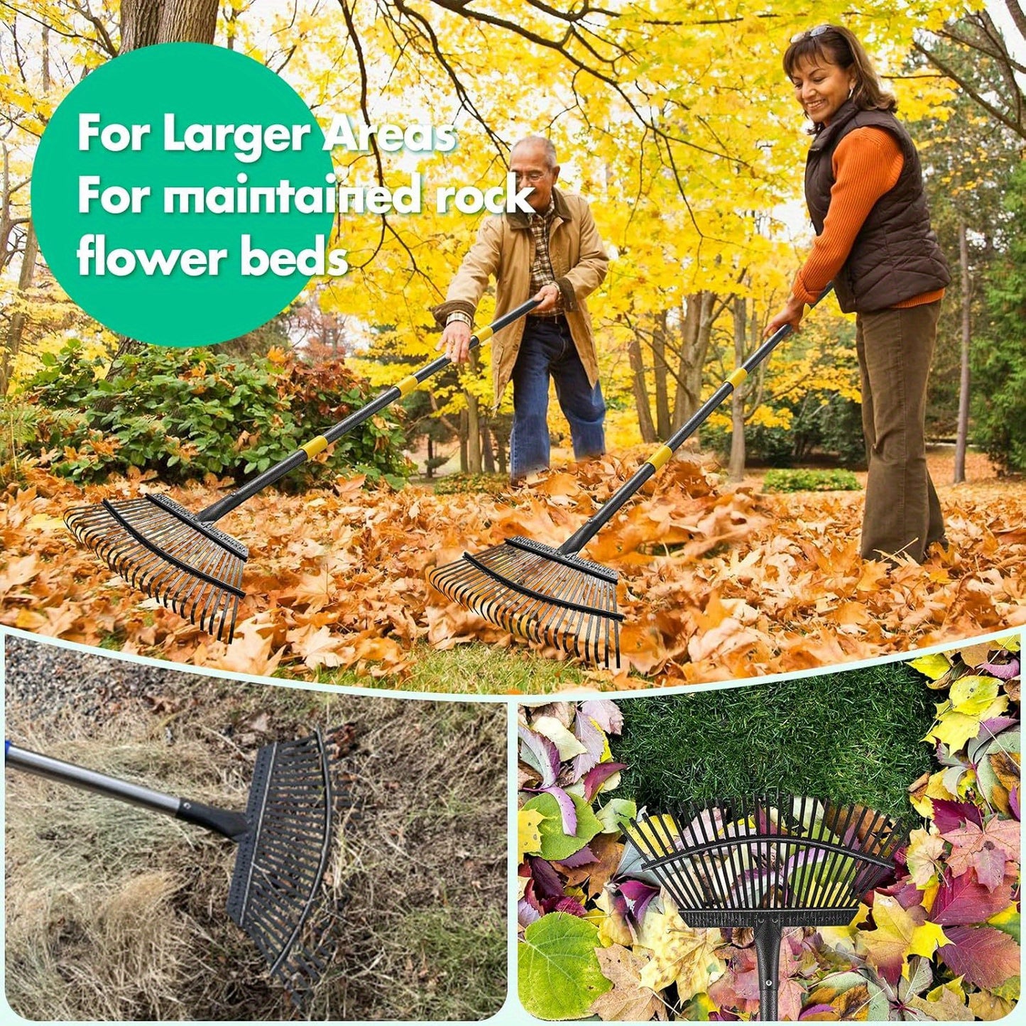 YEYEBEST Heavy Duty Metal Leaf Rake for Effortless Gardening - Parry's Picks