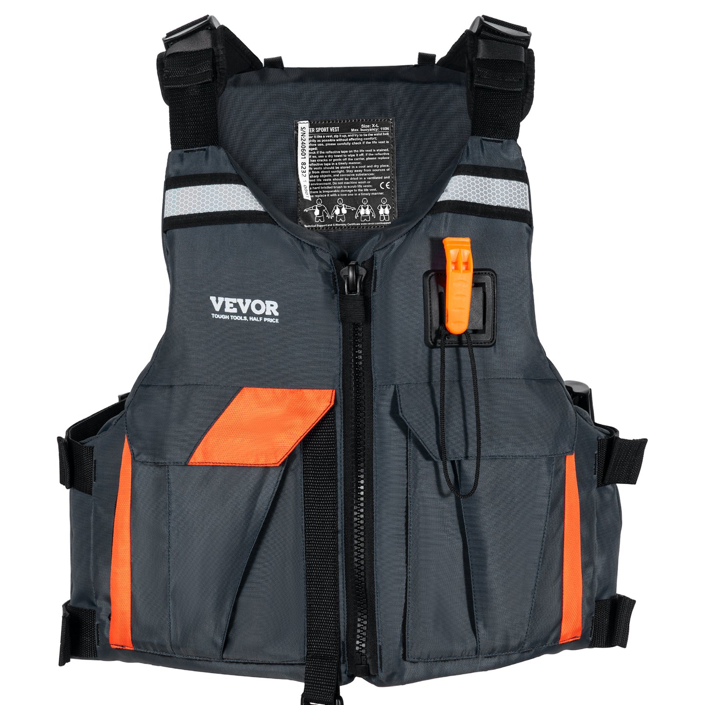 VEVOR Watersports Life Vest PFD 110N Buoyancy Life Jacket