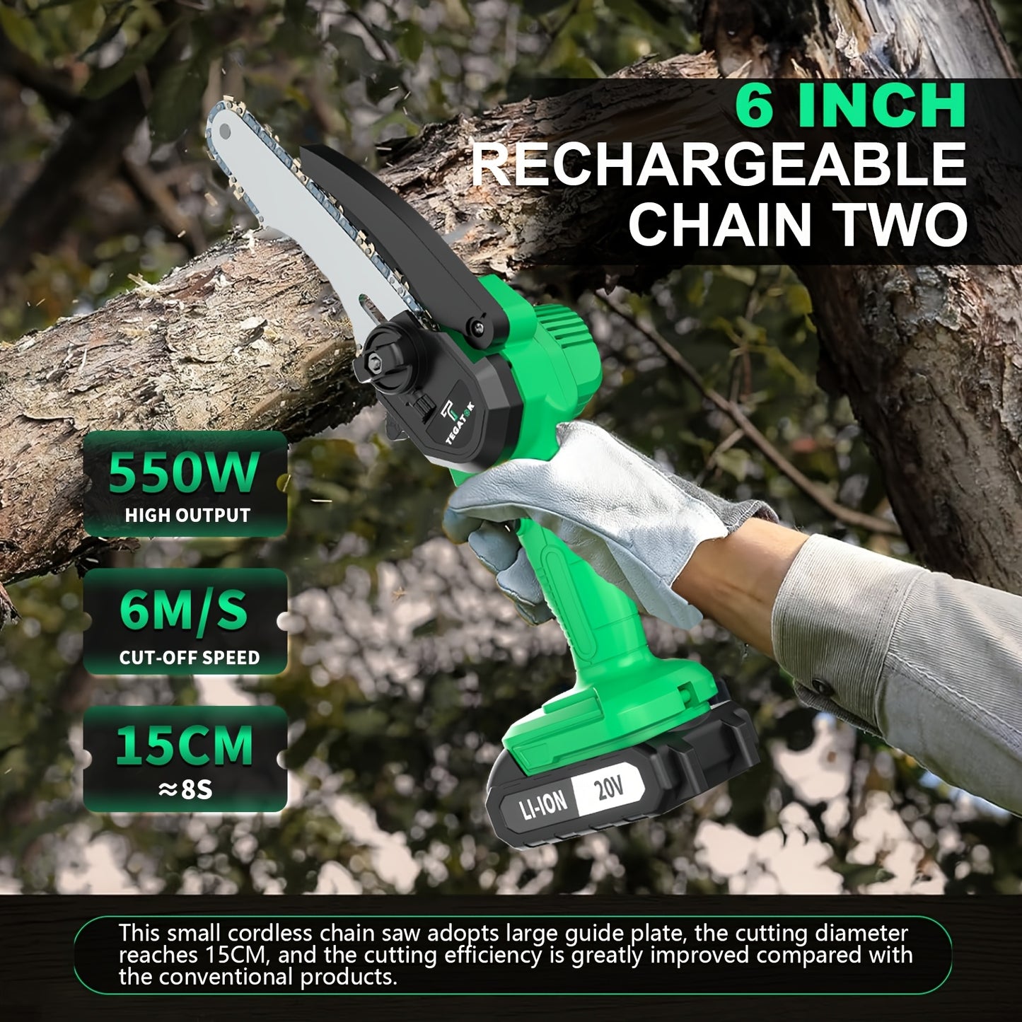 Cordless Mini Chainsaw For Garden Wood Cutting With Guard