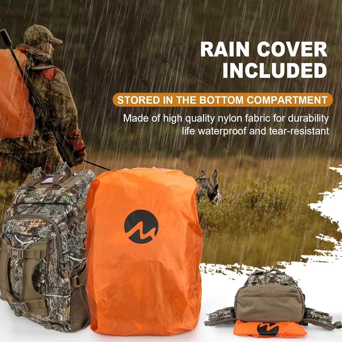 FunVZU Hunting Backpack Rain Cover Diamond Patch Flag
