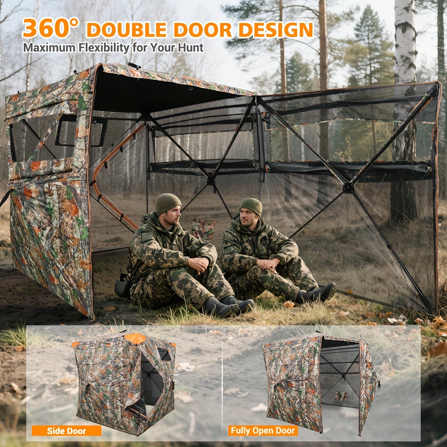 YAFITI 3 Person See Through Ground Hunting Blind Windows