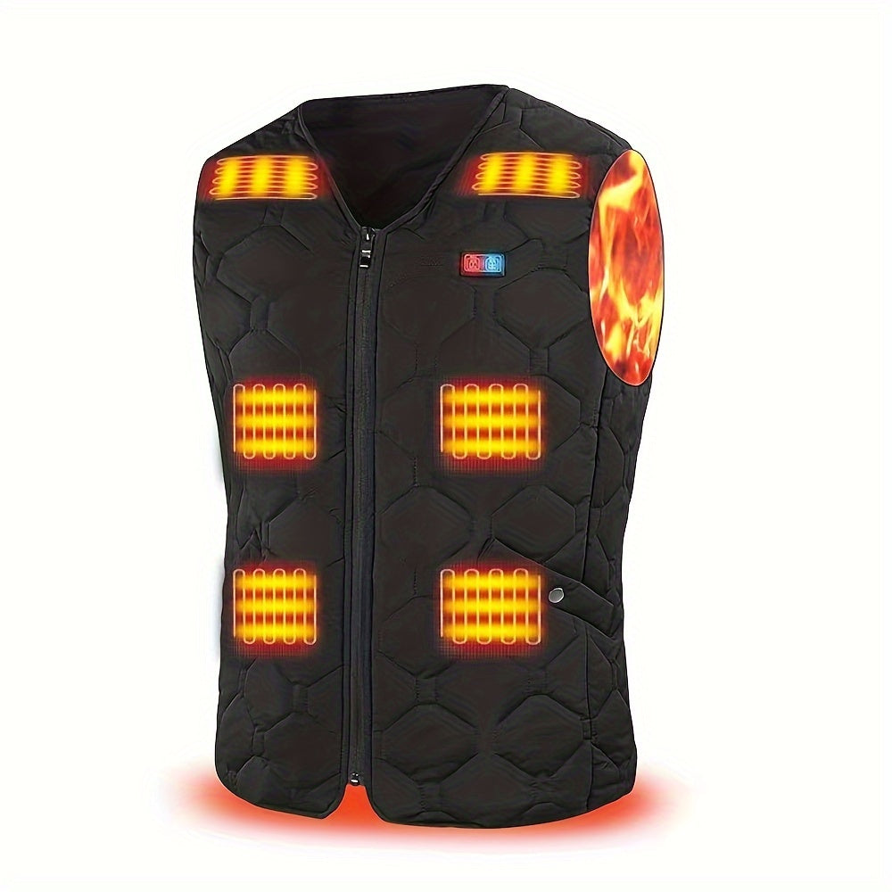 Lightweight Heated Vest with Battery Pack, Nylon Knit, Ideal for Winter Outdoor Hunting and Skiing - Black