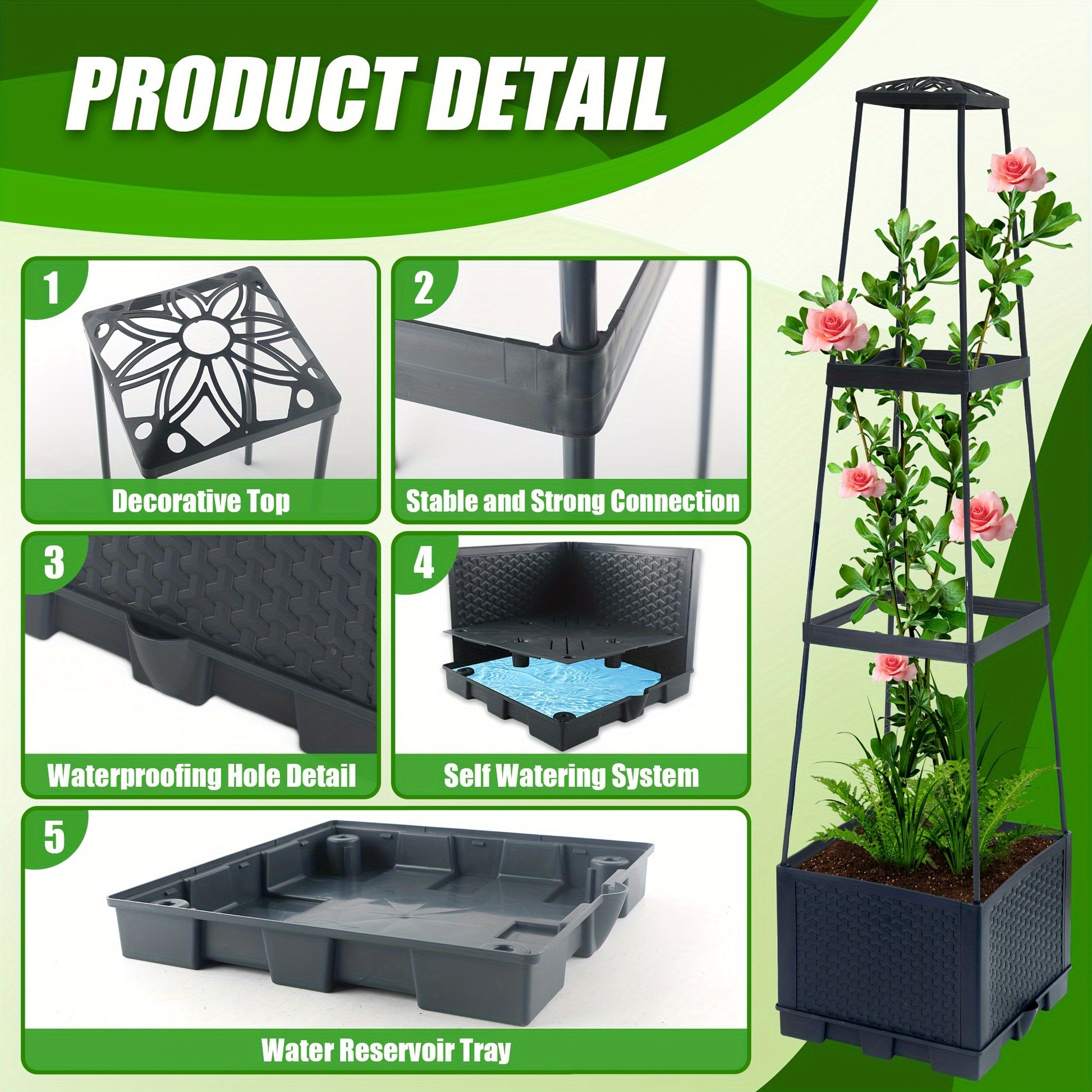 Tomato Planting Box with Self-Watering Cage for Climbing Plants - Parry's Picks