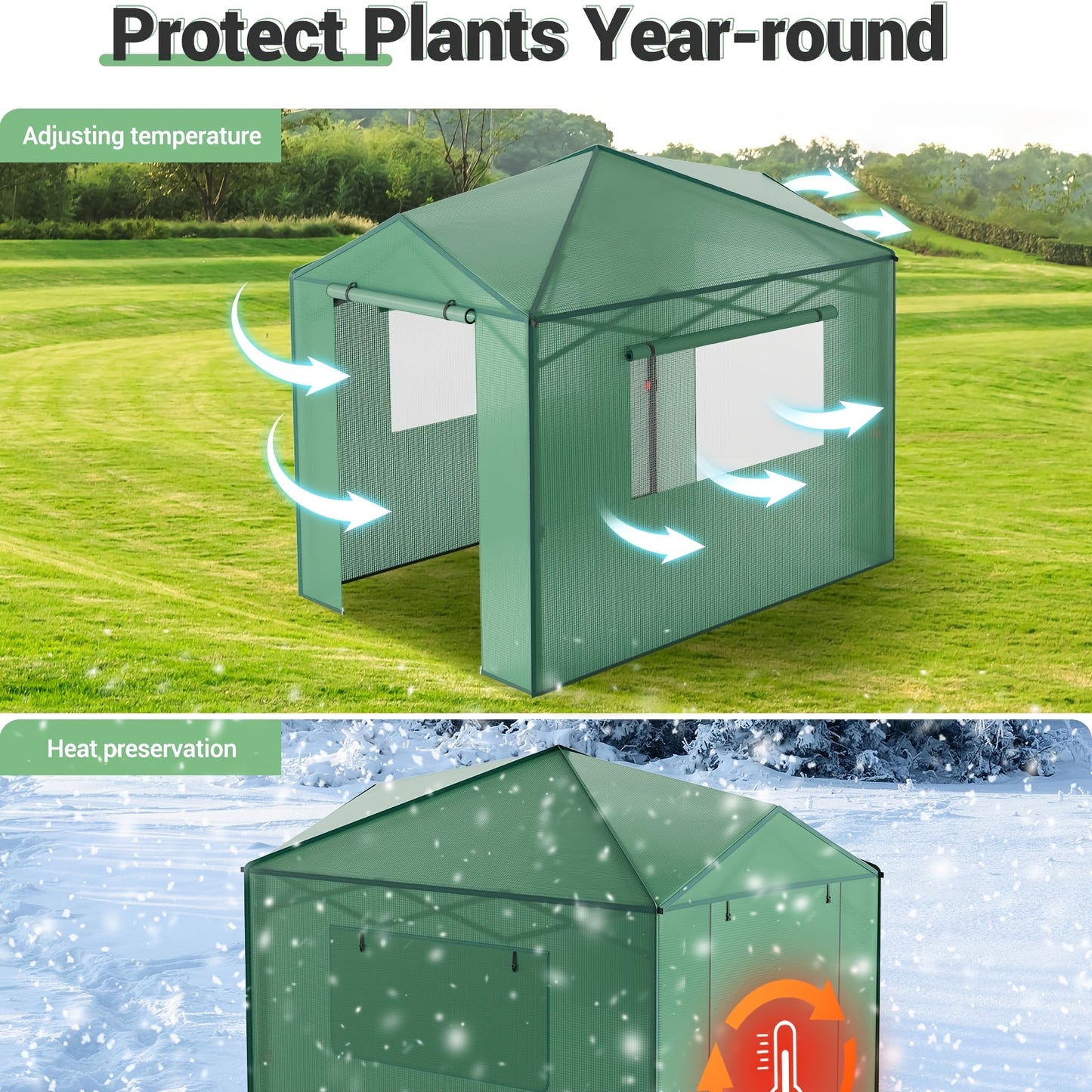 Portable Greenhouse Kit For Gardening With Zipper Door