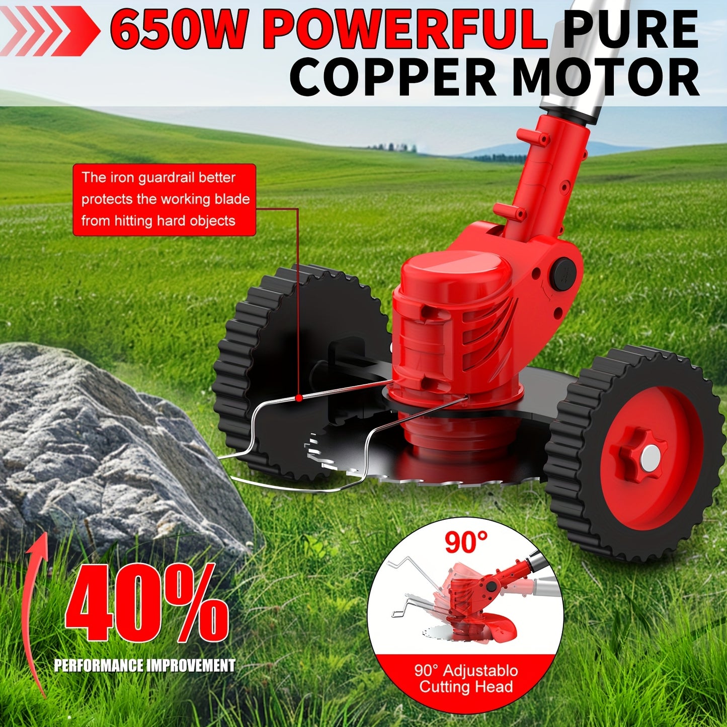 21V Cordless Lawn Mower With Dual Batteries And Blades