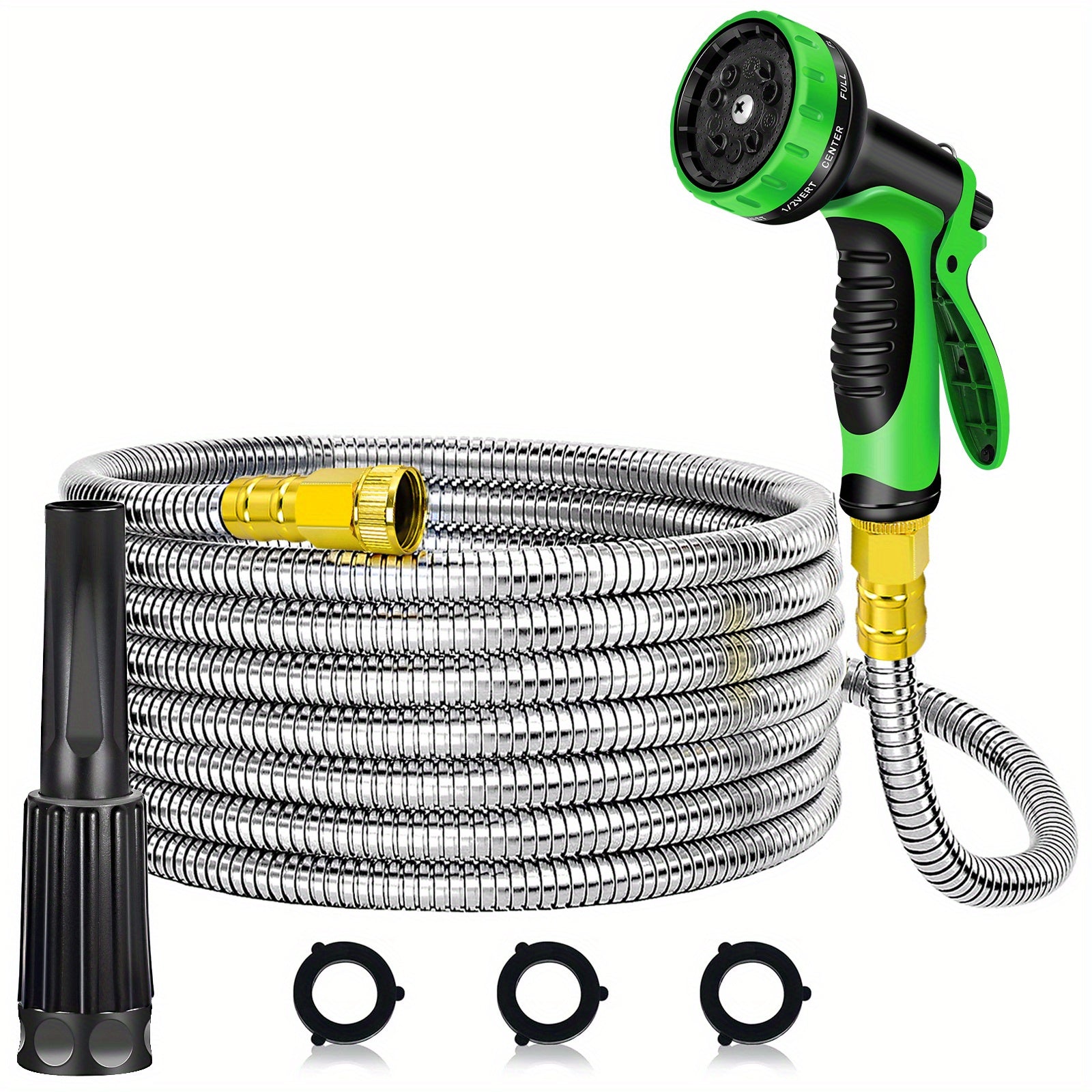Heavy Duty Stainless Steel Garden Water Hose with Nozzles - Parry's Picks