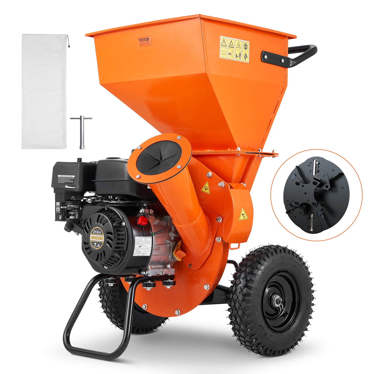 VEVOR Wood Chipper Shredder Mulcher Three In One Gas Power
