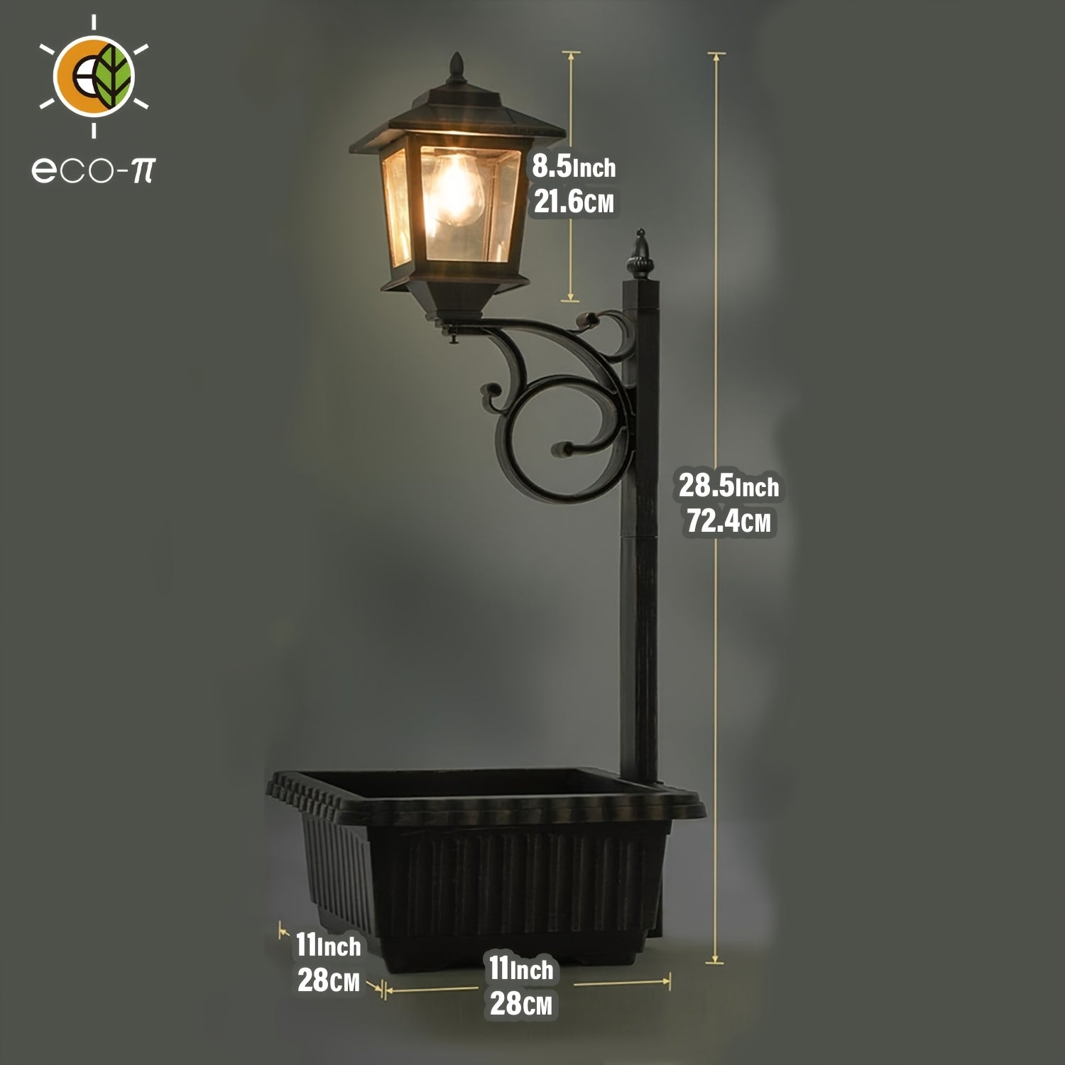 Solar-Powered Garden Street Lamp with Decorative Flower Pot - Parry's Picks