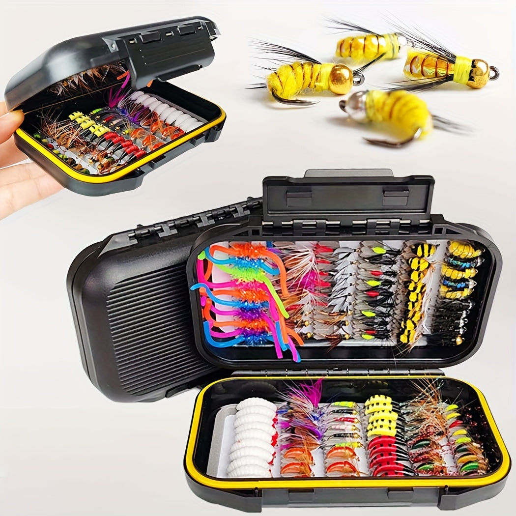 QIEVCRME 114Pc Fly Fishing Lure Kit With Dry Wet Flies