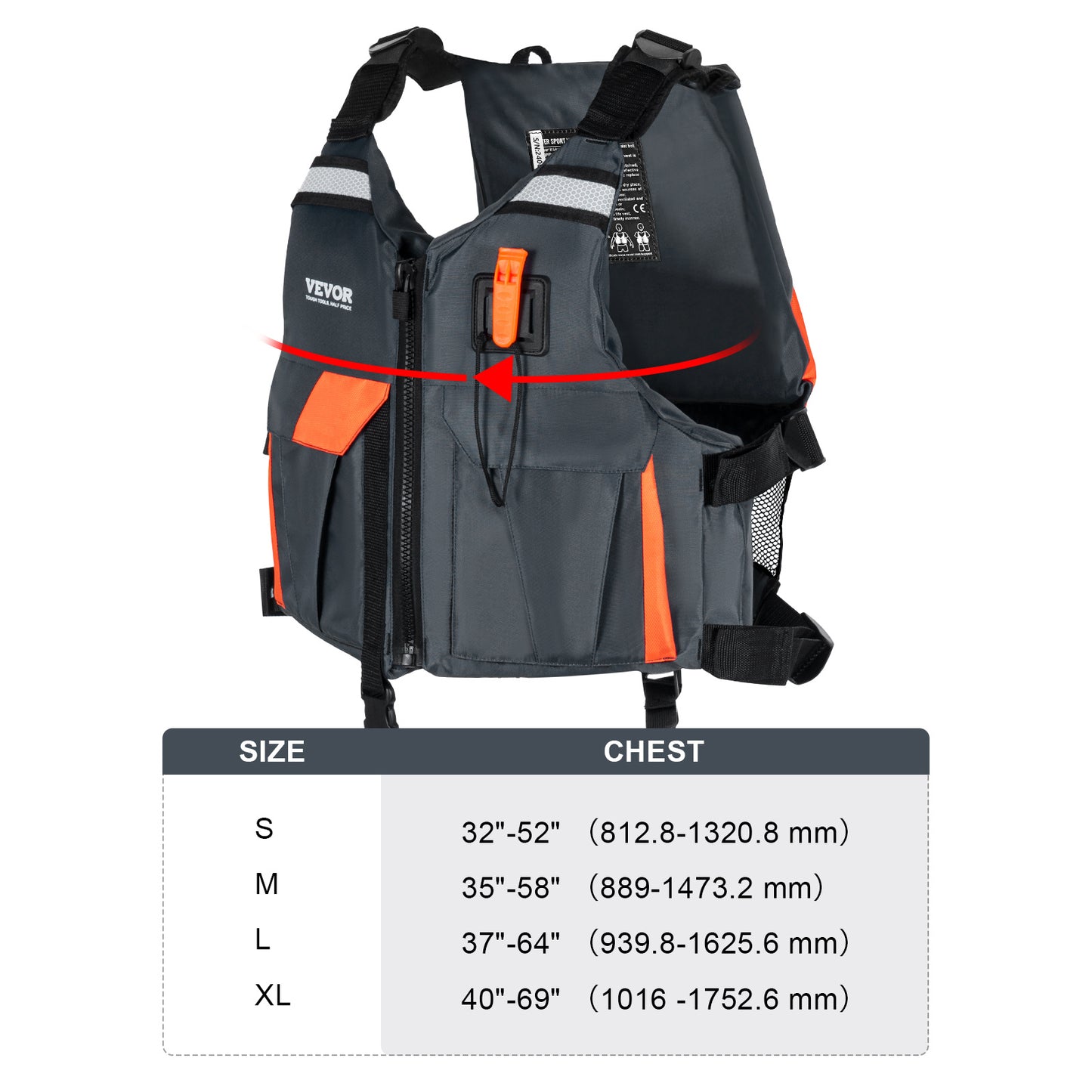 VEVOR Watersports Life Vest PFD 110N Buoyancy Life Jacket