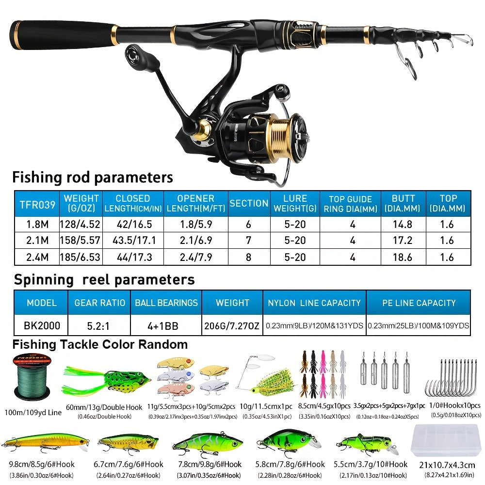 PROBEROS Fishing Rod Reel Combo Kit Spinning Reel Full Set