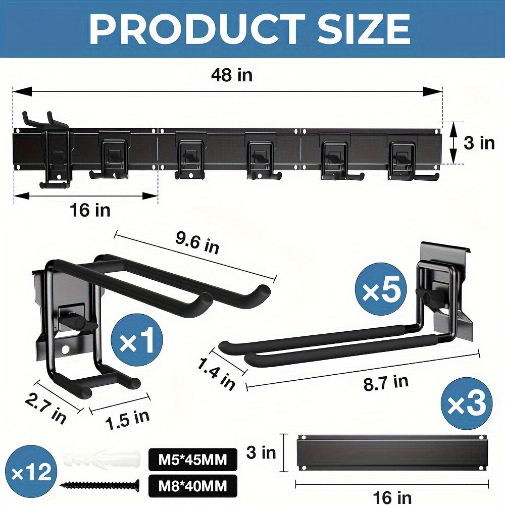 Heavy-Duty Wall Mount Garage Tool Organizer with Adjustable Hooks - Parry's Picks