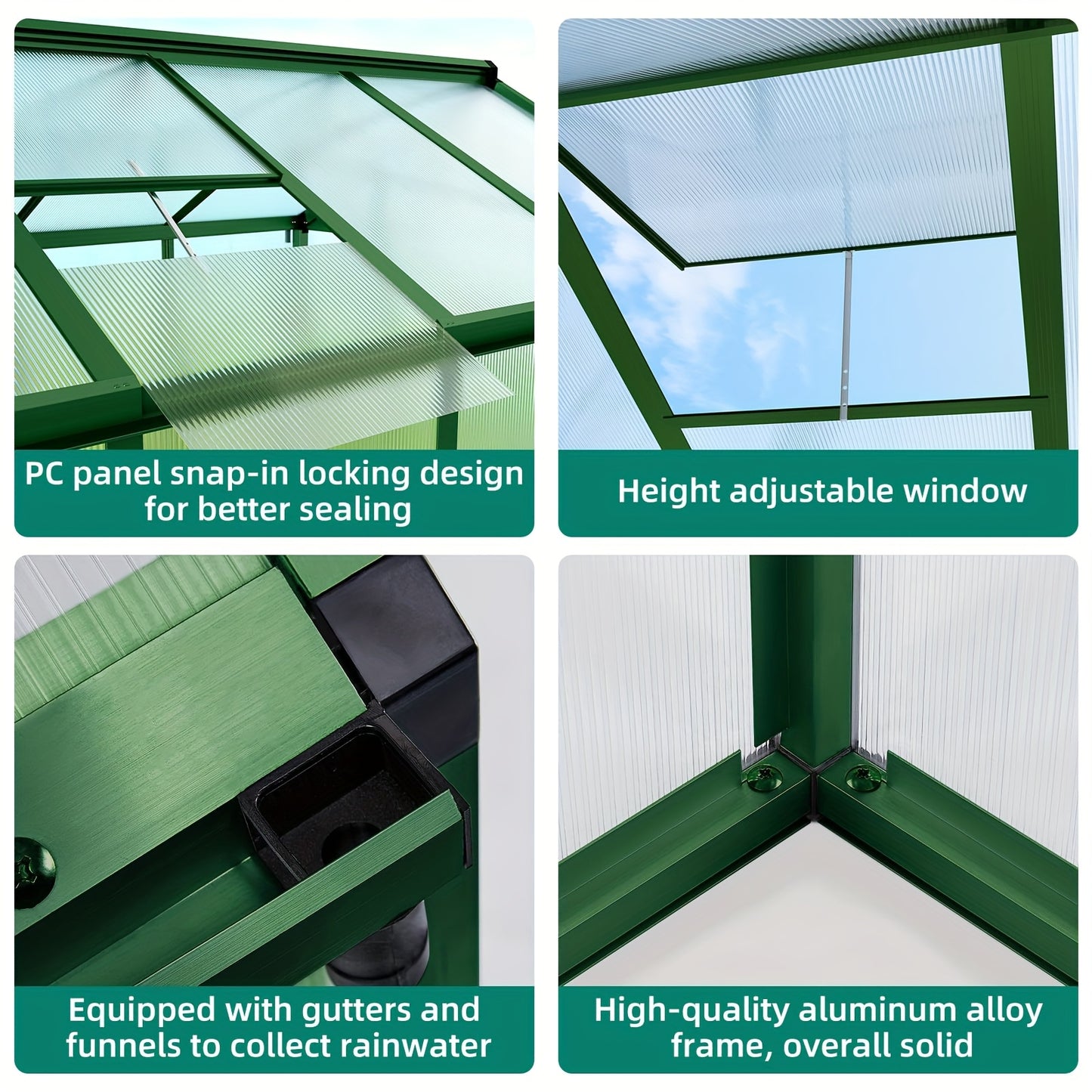Walk In Greenhouse With Vent Roof Window And Aluminum Frame
