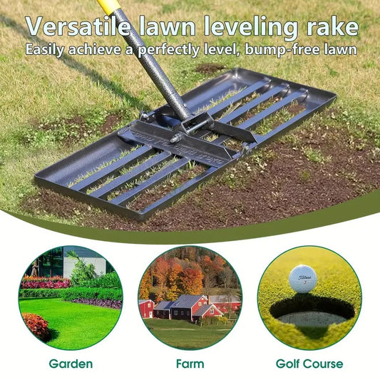 Heavy Duty Stainless Steel Lawn Leveling Rake for Perfect Gardens - Parry's Picks