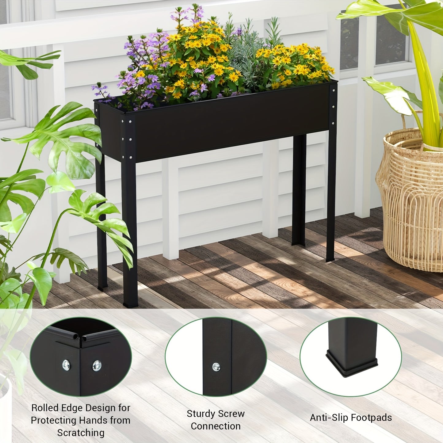 Elevated Metal Garden Bed for Backyard and Terrace