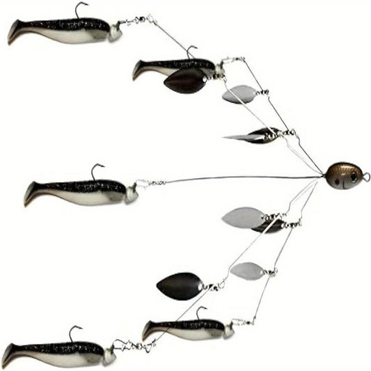 Fully Rigged 5 Arms 8 Bladed Umbrella Rig Bass Lure With Swim Baits And Jig Heads