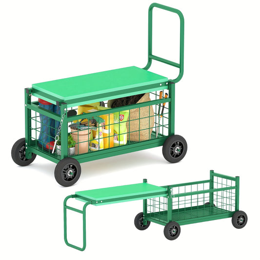 Rolling Garden Work Seat With Wheels Heavy Duty Cart