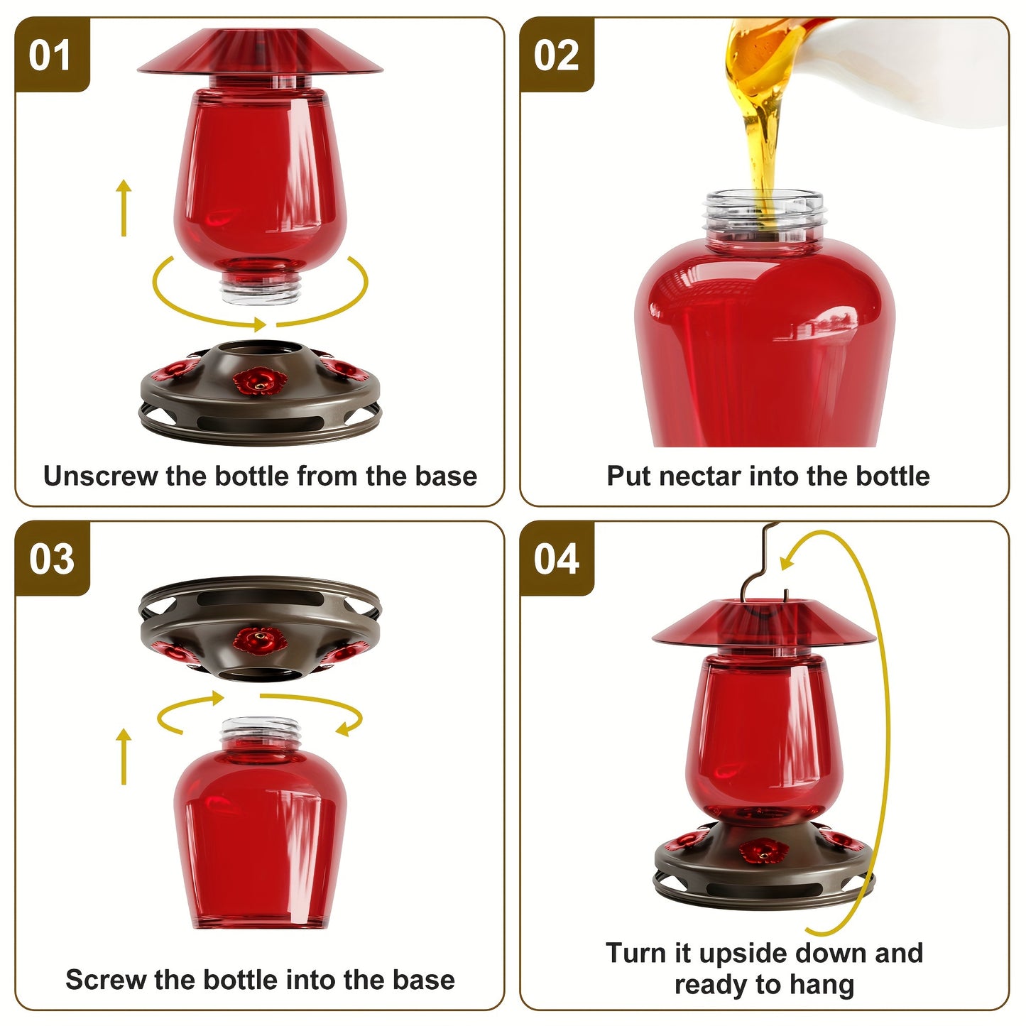 Hummingbird Feeder Glass Design with Flower Feeding Ports - Parry's Picks